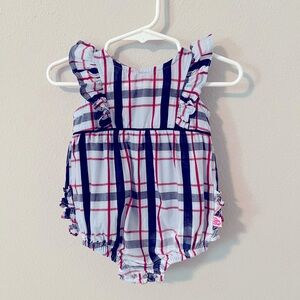 Ruffle Butts Liberty Plaid Baby Girl Romper 3-6 months